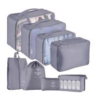 Komplet organizatorów do walizek, 8 sztuk, szary