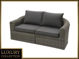 Ławka rattanowa dla 2 osób BORNEO LUXURY (szara)
