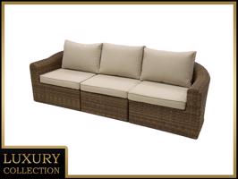 Ławka rattanowa dla 3 osób BORNEO LUXURY (brązowa)