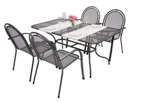 Metalowy zestaw ogrodowy CORINA III. 1 + 4 Stół prostokątny 160x95 cm (CT0311)
