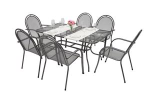 Metalowy zestaw ogrodowy CORINA III. 1 + 6 Stół prostokątny 160x95 cm (CT0311)