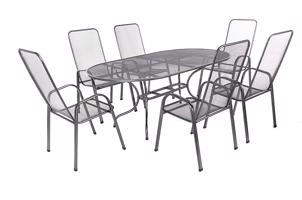 Metalowy zestaw ogrodowy OLIVIE 1 + 6 Stół owalny 190x105 cm