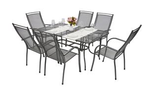 Metalowy zestaw ogrodowy PALMA I. 1 + 6 Stół prostokątny 160x95 cm (CT0311)