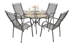 Metalowy zestaw ogrodowy PALMA III. 1 + 4 Stół ⌀ 90 cm (CT0313)
