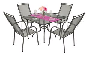 Metalowy zestaw ogrodowy PALMA IV. 1 + 4 Stół 90 x 90 cm (CT0312)