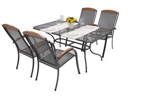 Metalowy zestaw ogrodowy PROVENCE I. 1 + 4 Stół prostokątny 190x105 cm (CT0310)