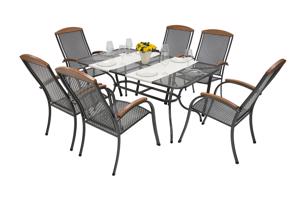 Metalowy zestaw ogrodowy PROVENCE I. 1 + 6 Stół prostokątny 160x95 cm (CT0311)