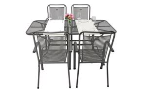 Metalowy zestaw ogrodowy SAVANA I. 1 + 4 Stół prostokątny 160x95 cm (CT0311)
