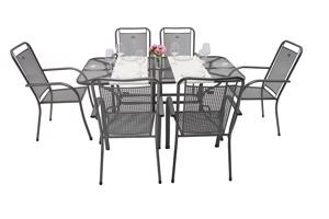 Metalowy zestaw ogrodowy SAVANA I. 1 + 6 Stół prostokątny 160x95 cm (CT0311)