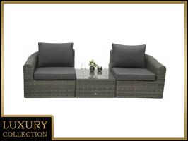 Rattanowy zestaw modułowy BORNEO LUXURY dla 2-3 osób (szary)