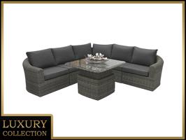 Rattanowy zestaw modułowy BORNEO LUXURY dla 5 osób (szary)