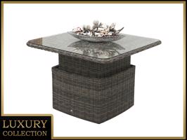 Stół rattanowy wysuwany jadalnia/przechowywanie 100 x 100 cm BORNEO LUXURY (szary)