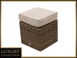 Stołek rattanowy wyściółka 40 x 40 cm BORNEO LUXURY (brąz)