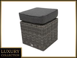 Stołek rattanowy wyściółka 40 x 40 cm BORNEO LUXURY (szara)