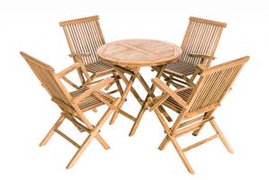 Zestaw ogrodowy teak KOŚCI SŁONIOWEJ BALKON 1 + 4 (poduszki GRATIS)