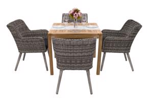Zestaw ogrodowy teak VICTORIA QUATRO 1+4 (szary)